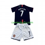 Camisolas de futebol Manchester United Cristiano Ronaldo 7 Retro Criança Equipamento Alternativa 2007-2008 Manga Curta